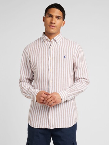 Polo Ralph Lauren Regular fit Overhemd in Bruin: voorkant