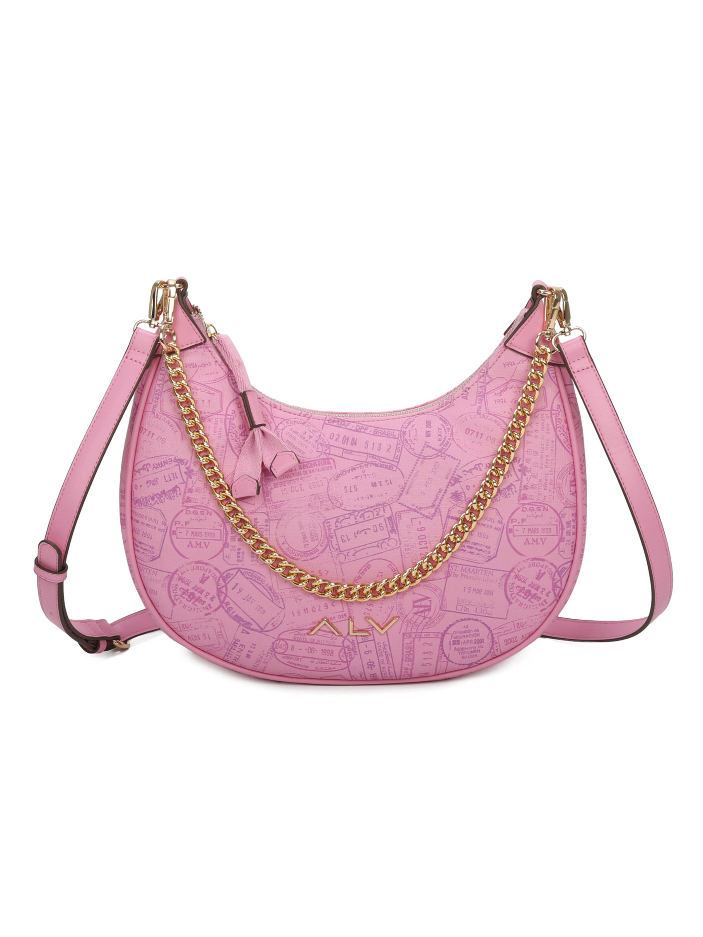 Borsa a spalla 'Borsa a Spalla Donna con Zip e Tracolla Regolabile Rimovibile' di ALV By Alviero Martini in rosa: frontale