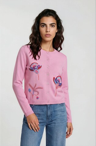 Milano Italy Knit Cardigan in Pink: front