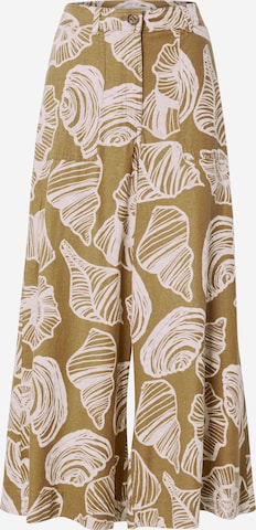 WHITE STUFFWide Leg/ Široke nogavice Hlače 'Roxy' - zelena boja: prednji dio