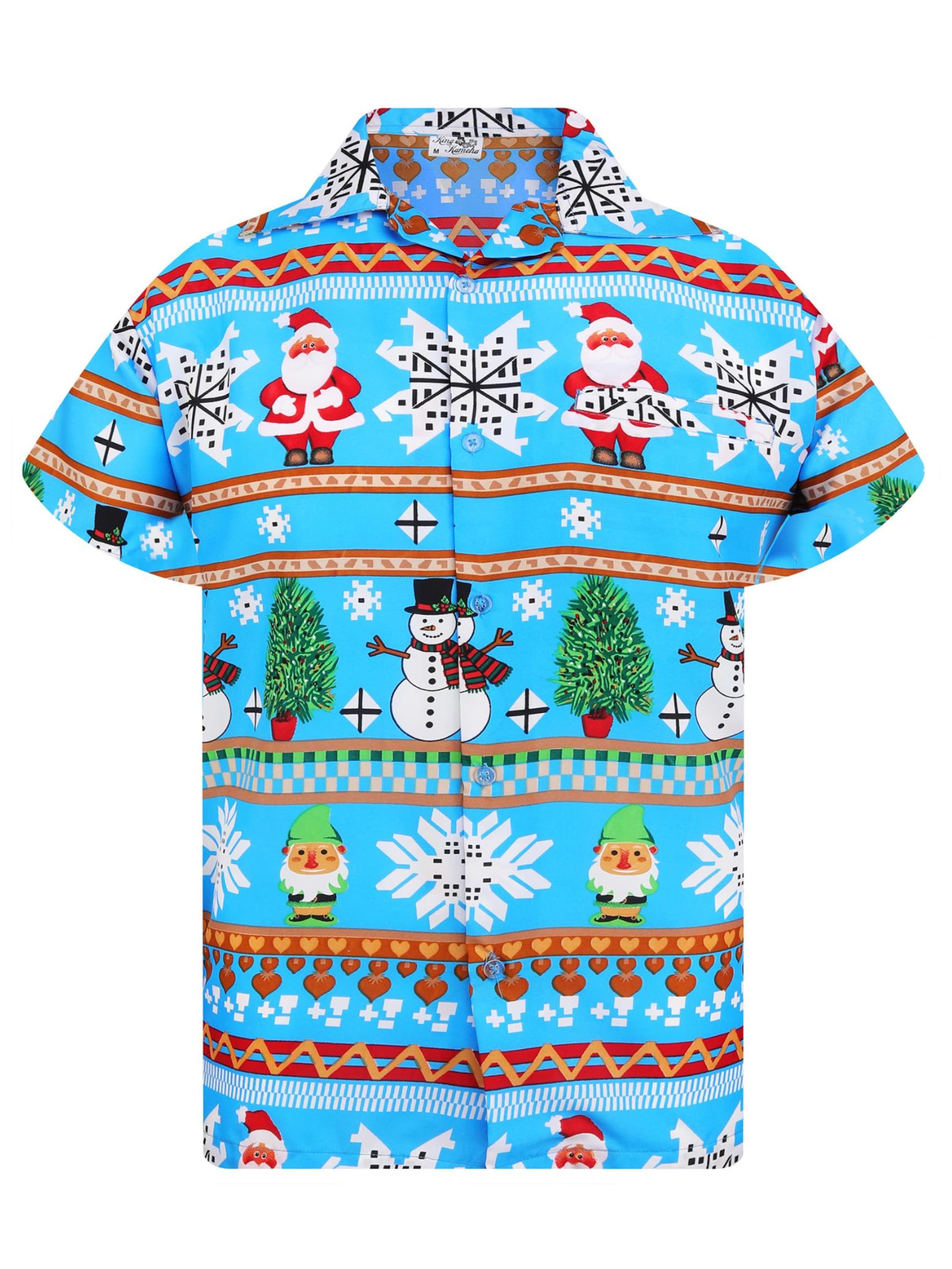King Kameha Hemd 'Christmas Rows'‌‌‌‌‌‌ in Blau: Vorderseite