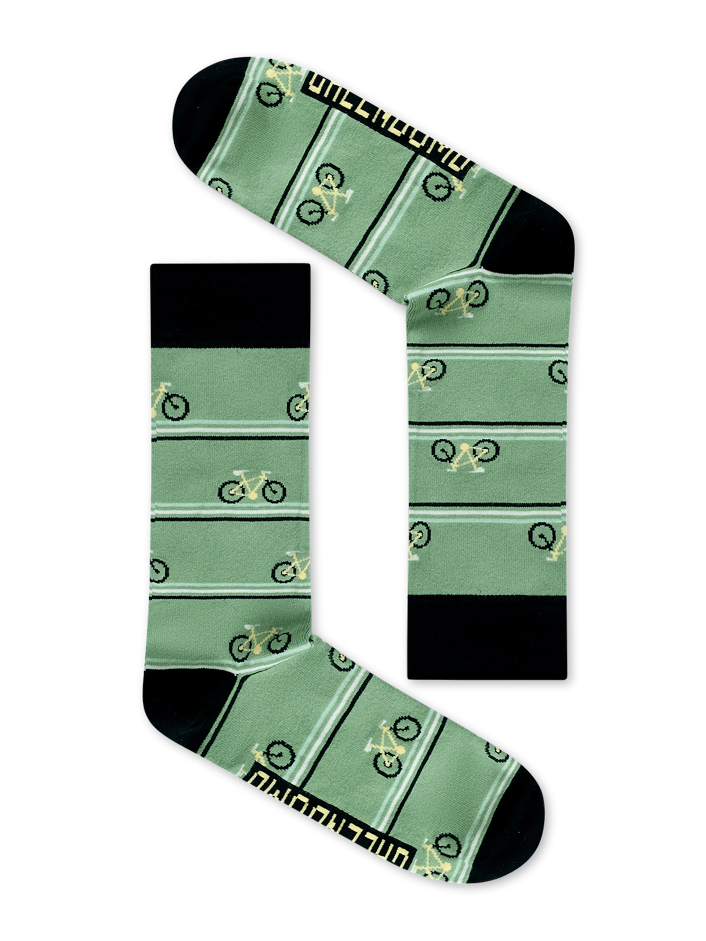 Calzino 'Bike Triple Stripes' di GREENBOMB in verde: frontale