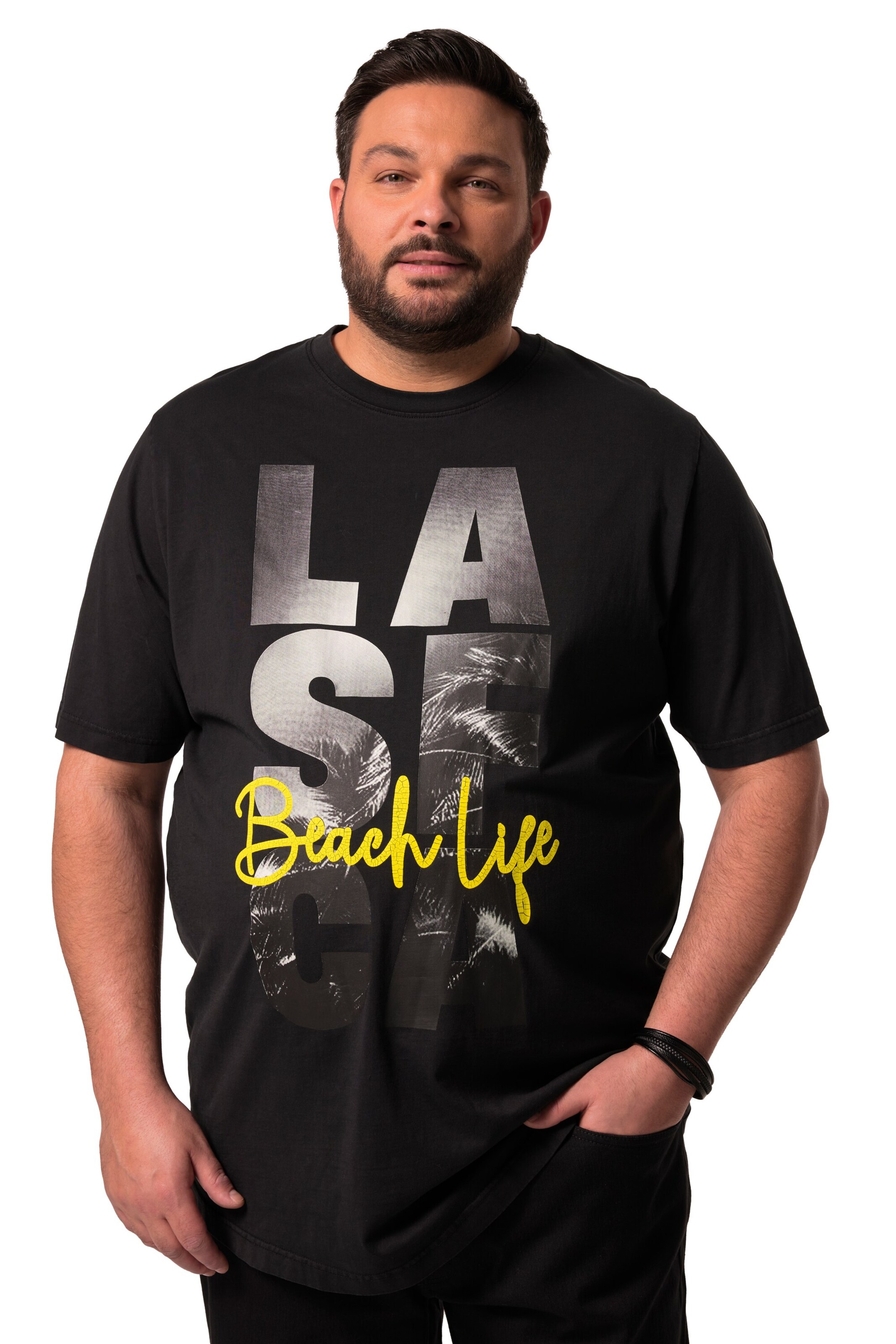 Men Plus Shirt in Zwart: voorkant