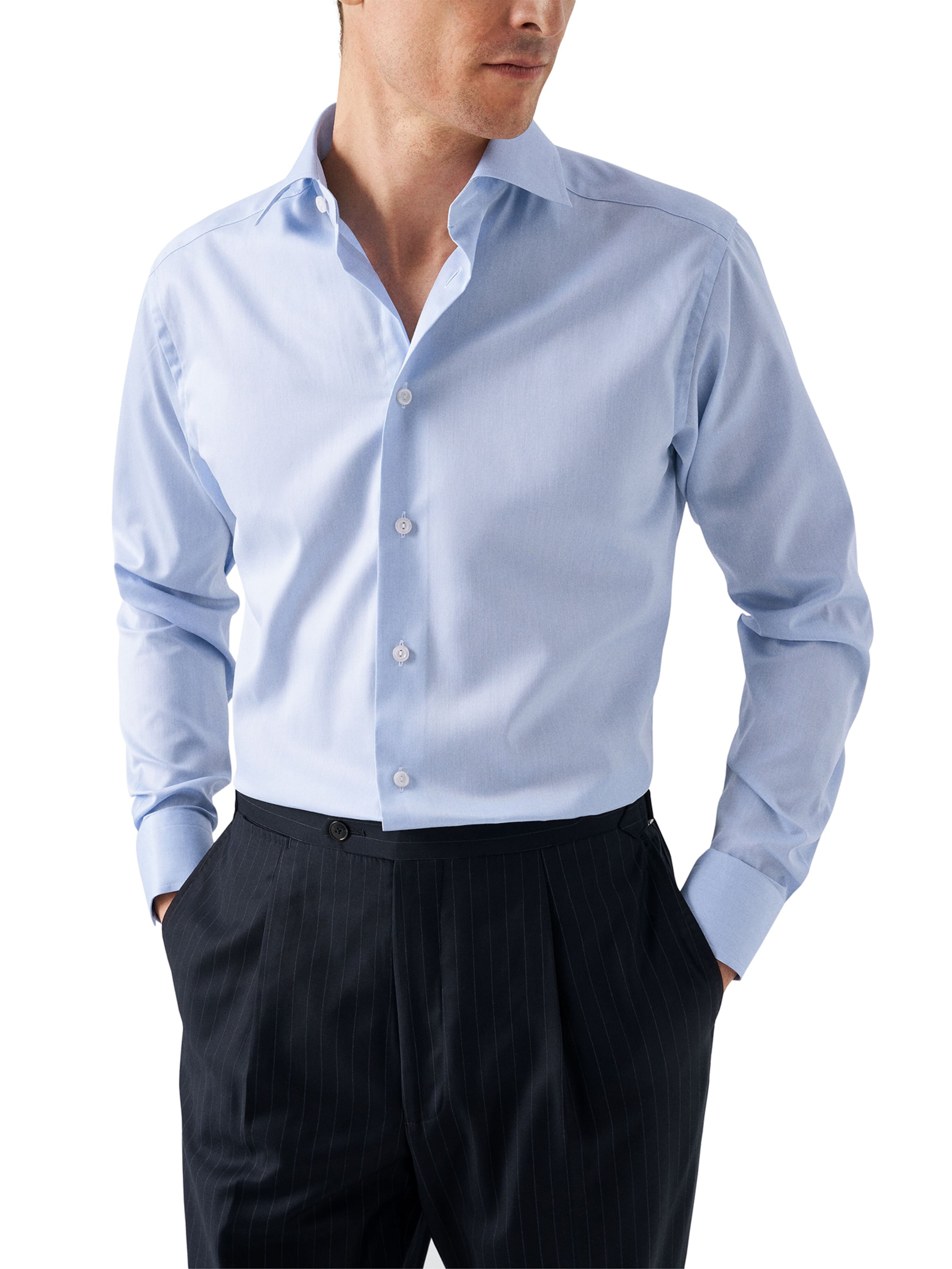 ETON Slim fit Overhemd in Blauw: voorkant