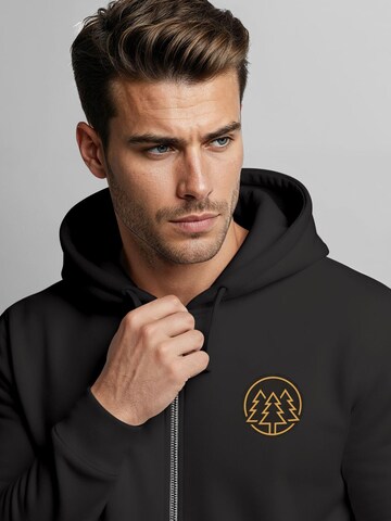 Neverless Sweatjacke 'Bäume Badge'‌‌‌ in Schwarz
