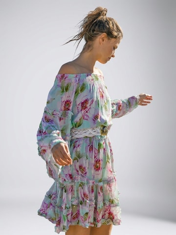 Miss June Dress 'Robe Courte Fleur' in Green