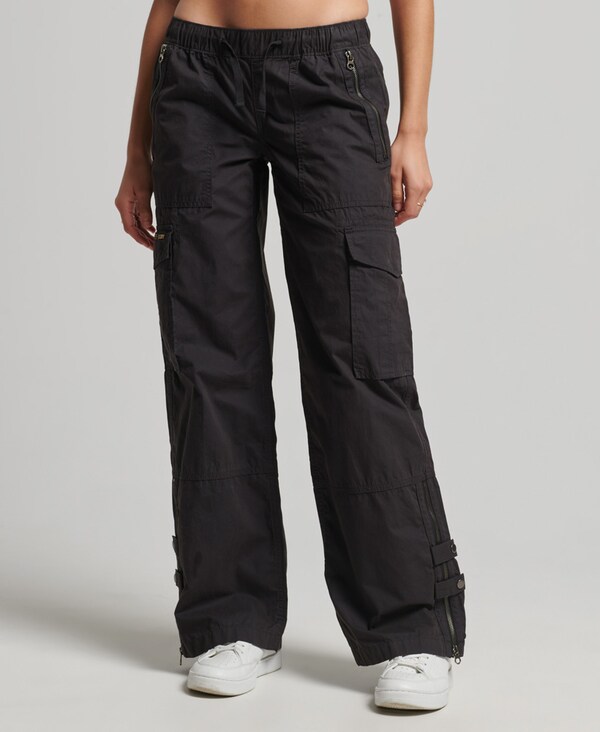 Superdry Wide leg Cargo Pants in Black