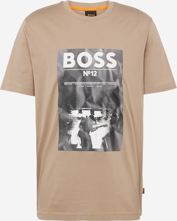 BOSS Orange - Camiseta 'Ticket' en marrón: frente