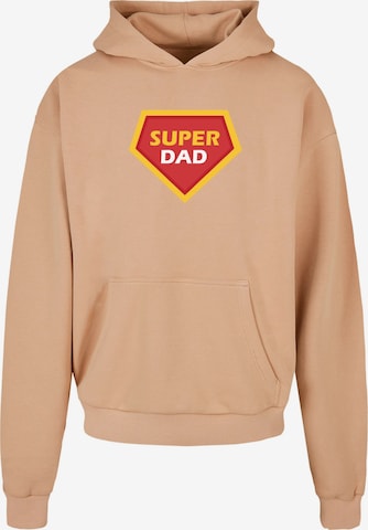 Merchcode Sweatshirt 'Fathers Day- Super Dad' in Beige: front