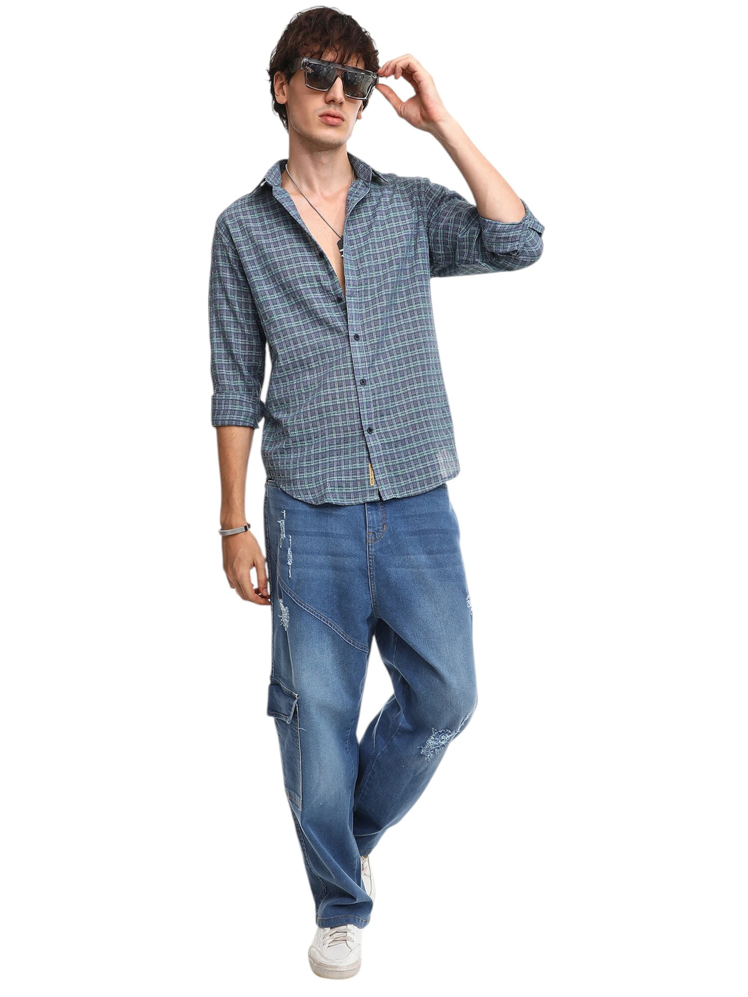 Campus Sutra Regular fit Button Up Shirt 'Xena' in Blue