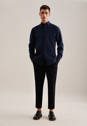 SEIDENSTICKER Regular Fit Hemd 'Schwarze Rose' in Blau