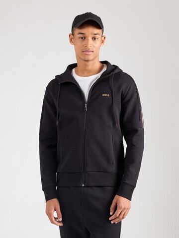 BOSS Sweatvest 'Saggynos' in Zwart: voorkant