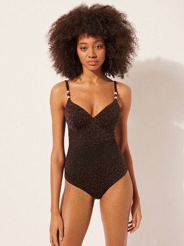 CALZEDONIA Bralette Swimsuit in Brown: front