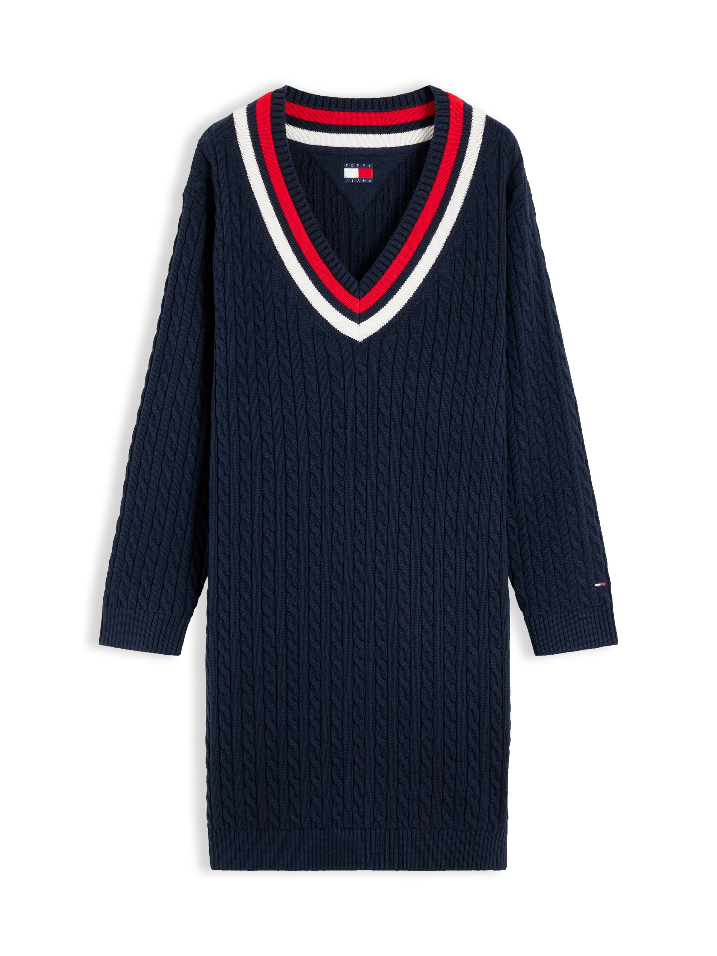 Tommy Jeans Knitted dress in XS in Navy / bright red / White, Item view