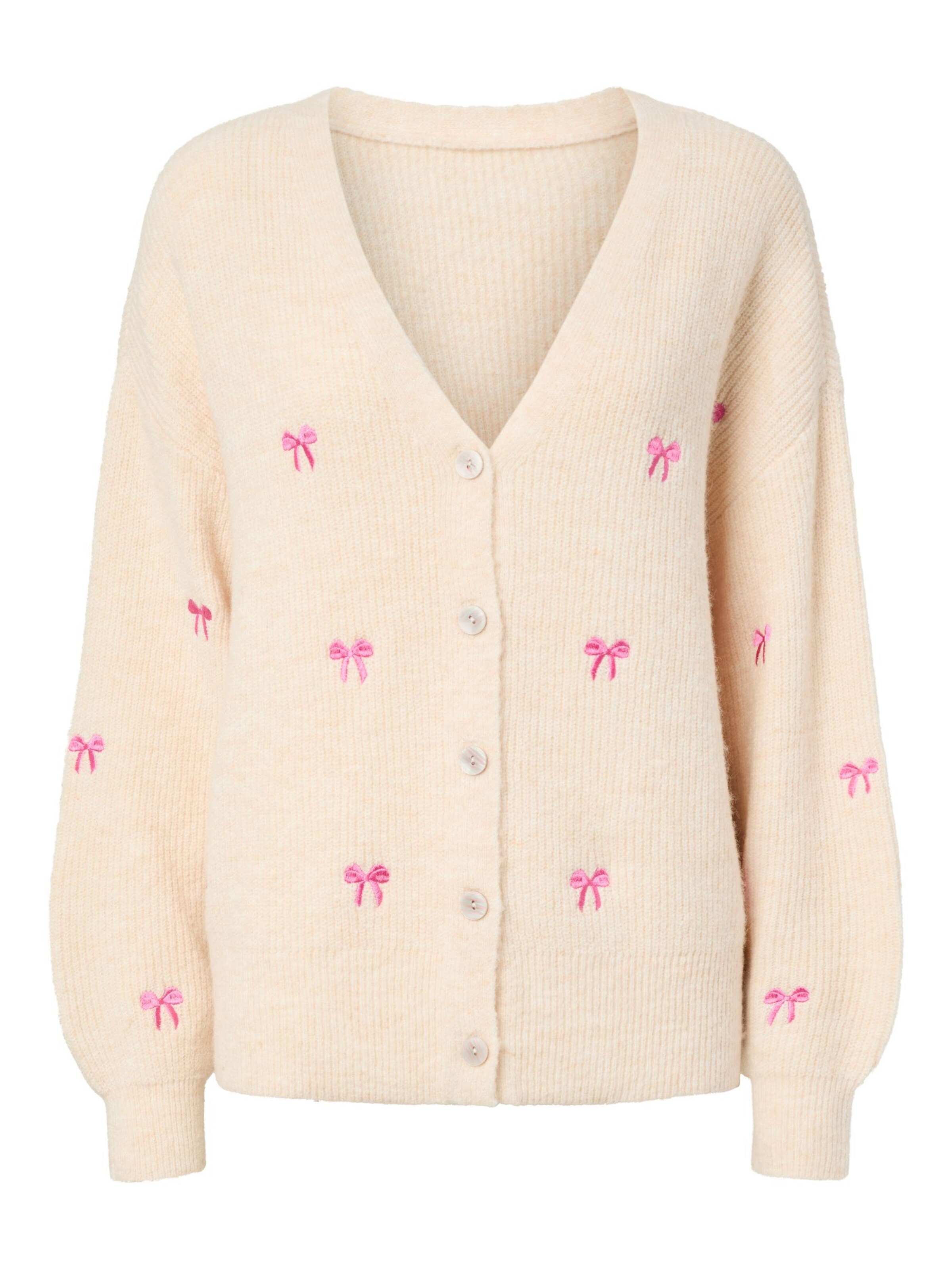 YAS Cardigan 'YASBow' i creme / pink, Produktvisning