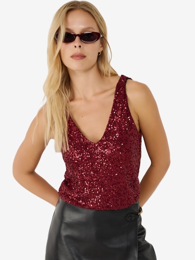 No Matter What Top in de kleur Wijnrood, Productweergave