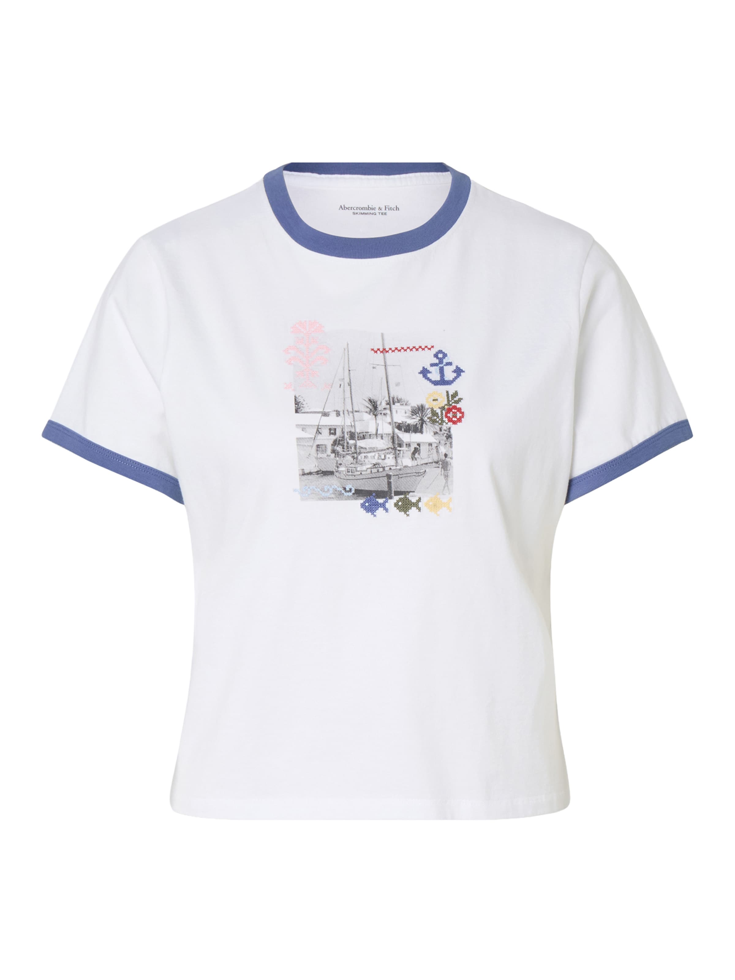 Abercrombie & Fitch - Camisa 'COASTAL BEATNIK SKIMMING BOAT' em branco: frente