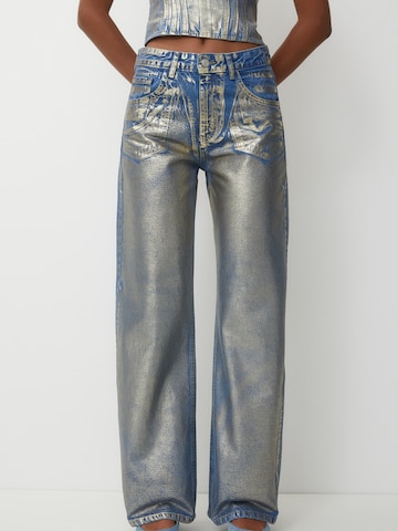 Pull&Bear Wide leg Jeans in Gold: front