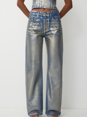 Pull&Bear Wide leg Jeans in Gold: front