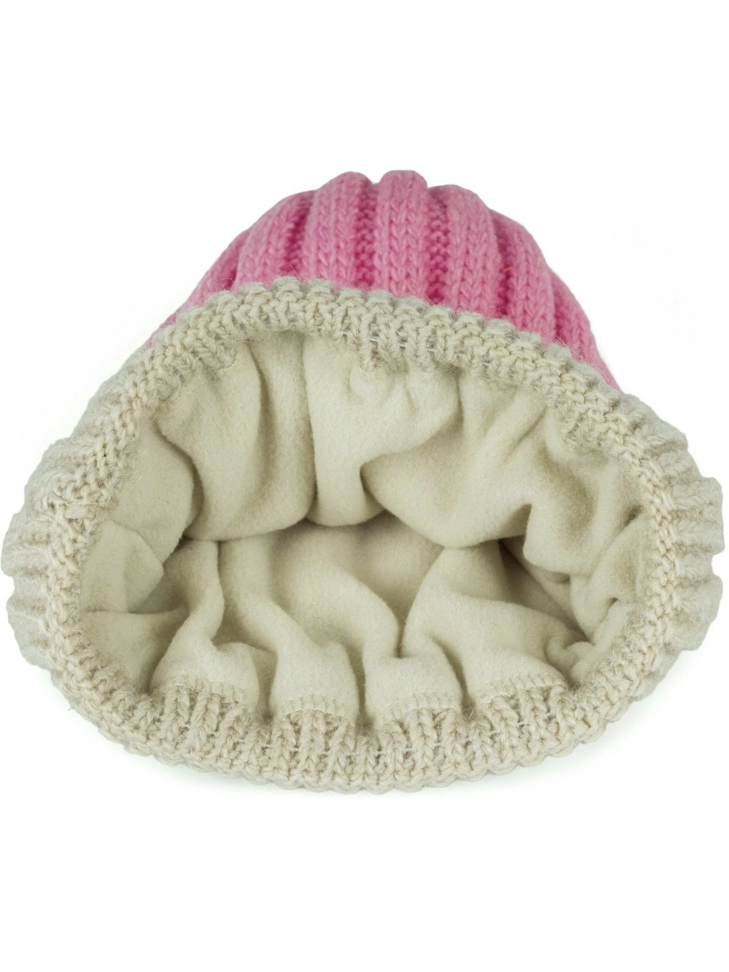 styleBREAKER Beanie 'Strickmütze Farbverlauf mit Thermo-Fleece' in Beige