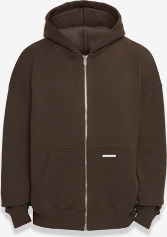 Dropsize Zip-Up Hoodie 'Bazix Republiq' in Brown: front