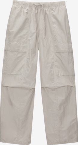 Pull&Bear Wide leg Cargo trousers in White: front