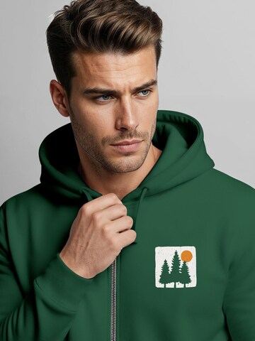 Neverless Zip-Up Hoodie 'Pine Trees' in Green