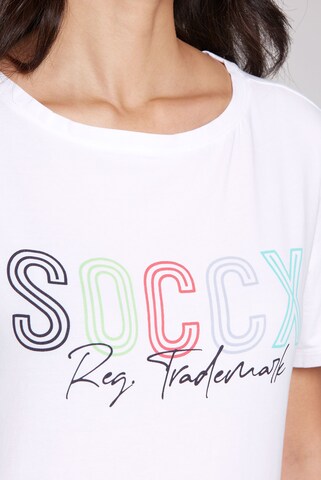 Soccx Basic T-Shirt mit U-Boot-Ausschnitt und Logo in Weiß
