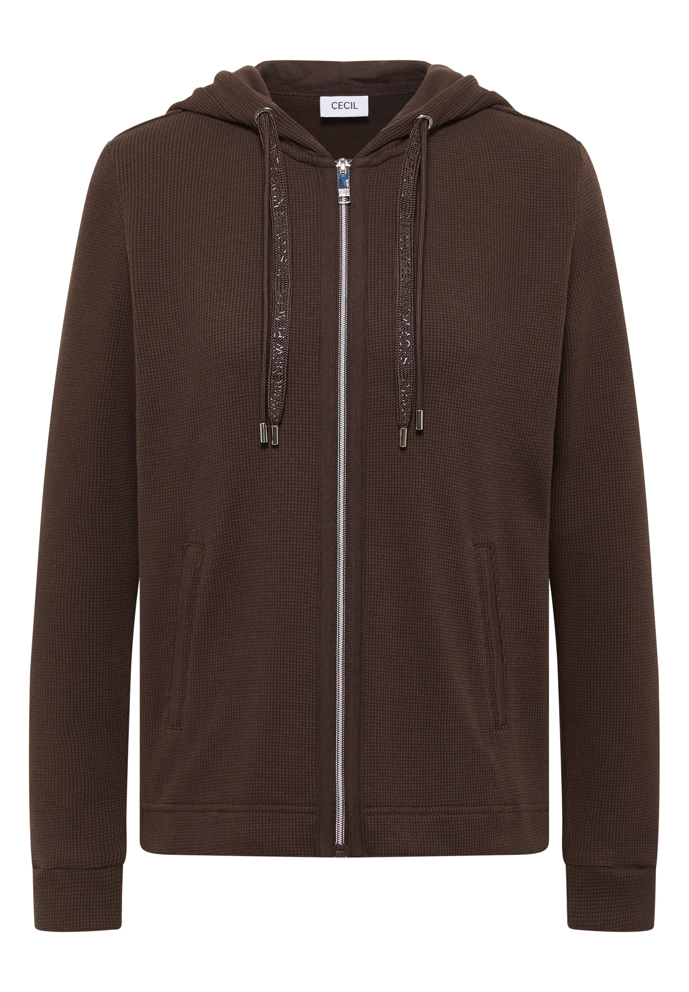 CECIL Zip-Up Hoodie in Brown: front