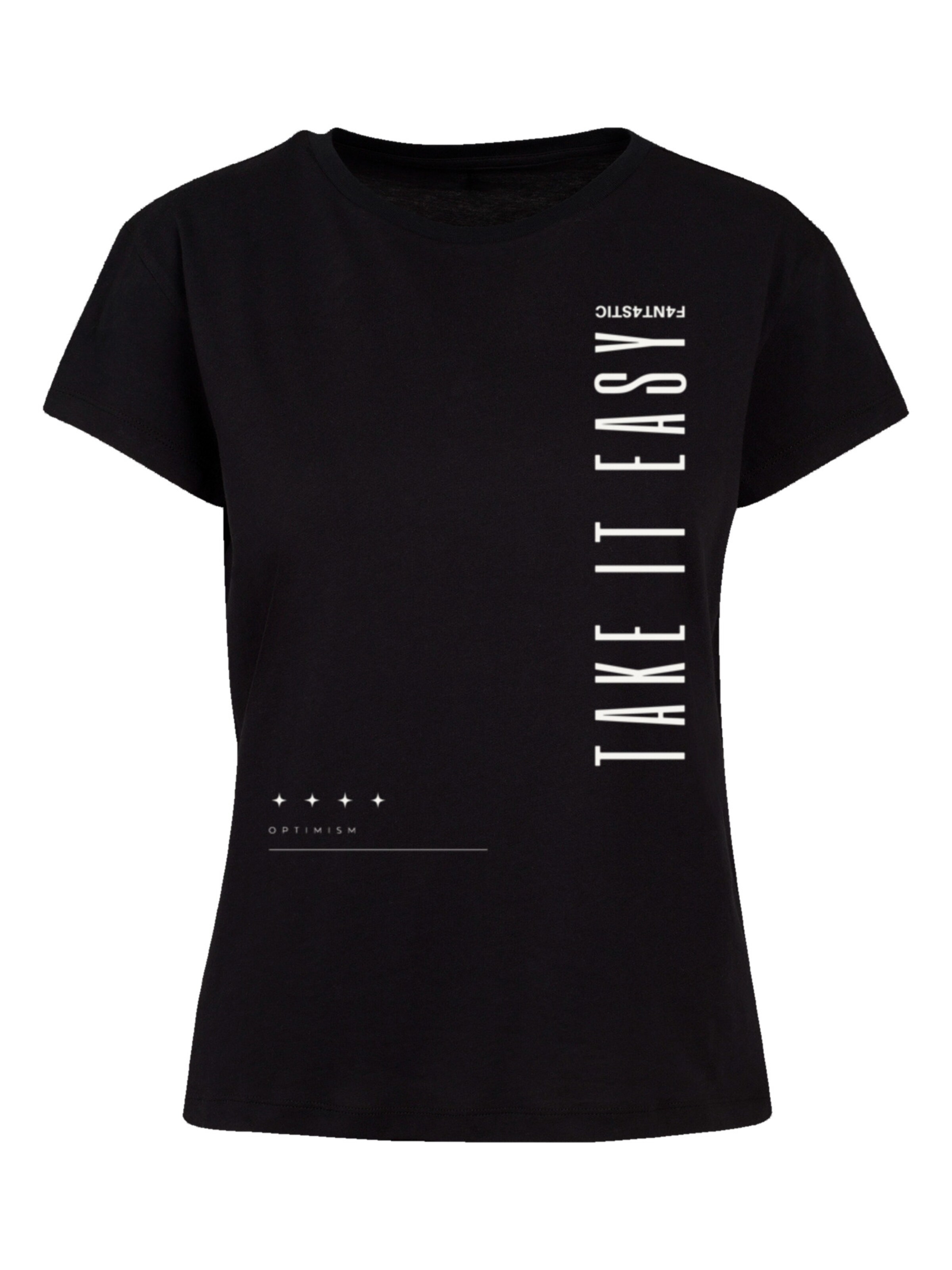 F4NT4STIC Shirt 'Take It Easy' in Zwart: voorkant