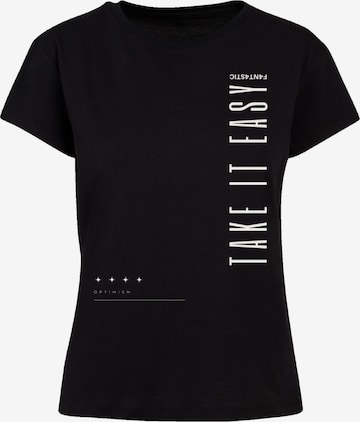 F4NT4STIC Shirt 'Take It Easy' in Zwart: voorkant