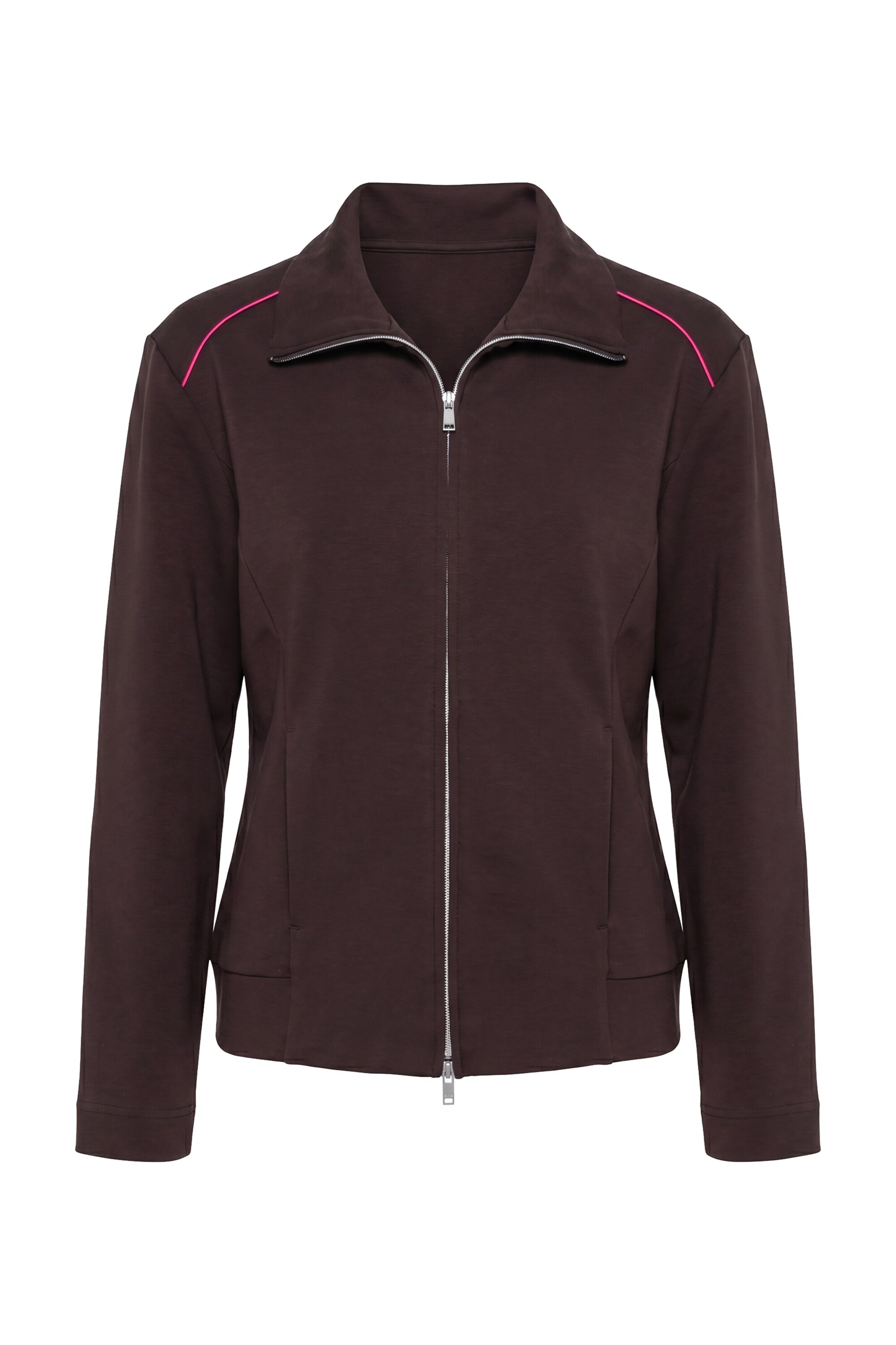 Ulla Popken Sweatjacke in M-L in dunkelbraun / pink, Produktansicht