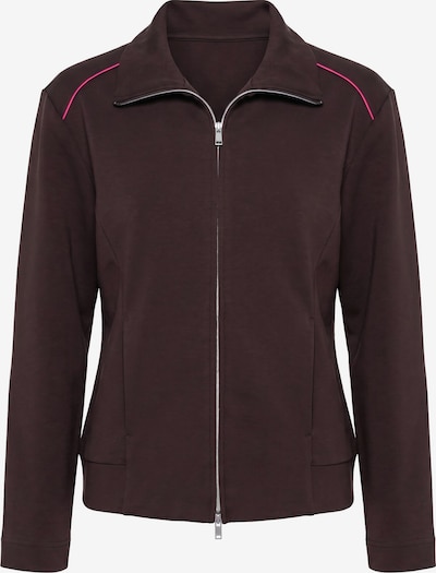 Ulla Popken Sweatjacke in M-L in dunkelbraun / pink, Produktansicht