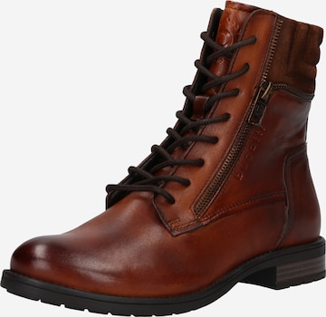 bugatti Lace-Up Ankle Boots in Brown: front