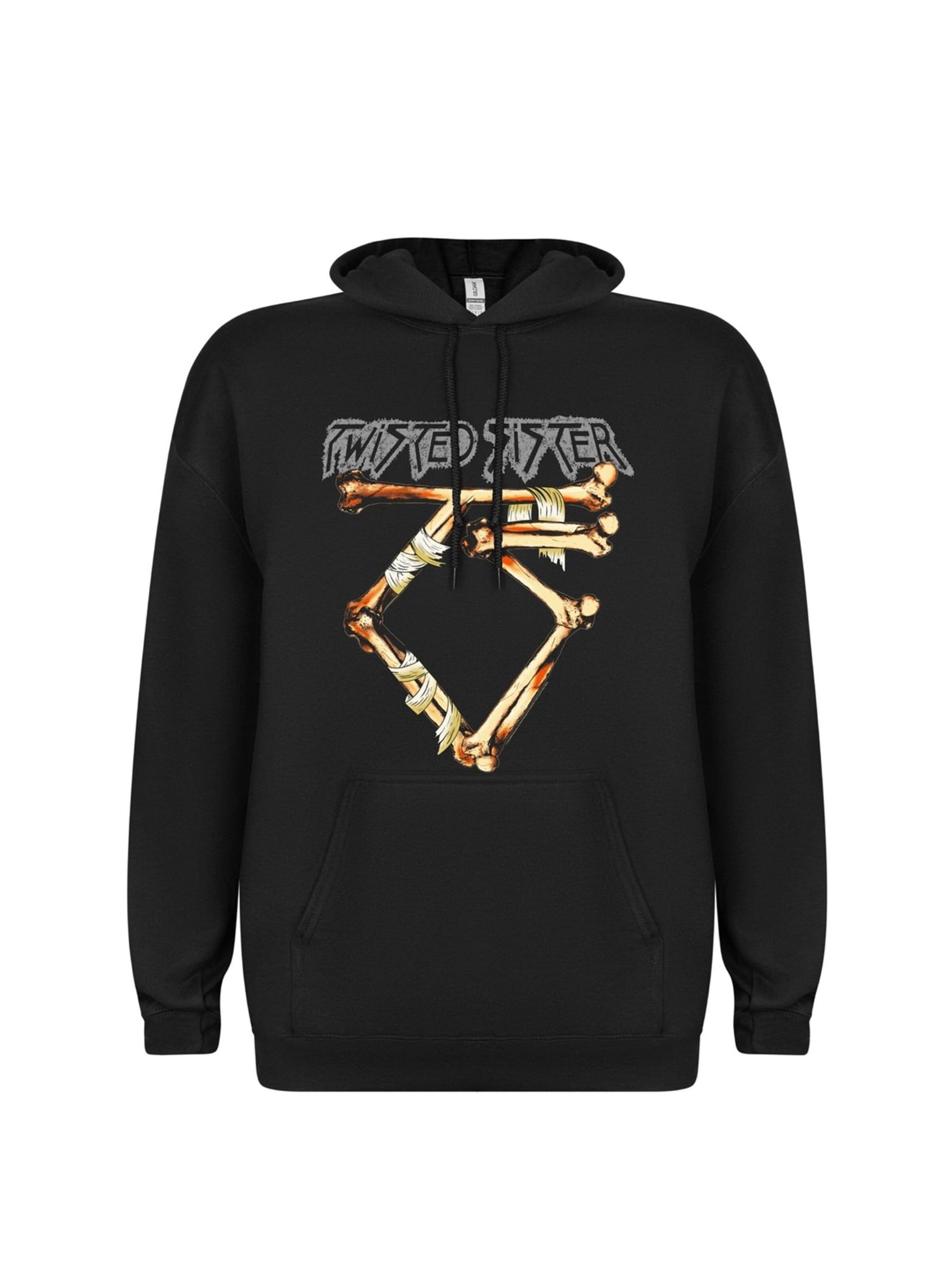 Rockshirts Sweatshirt 'Twisted Sister Bone Logo  Hoodie Kapuzenpullover' i svart: framsida