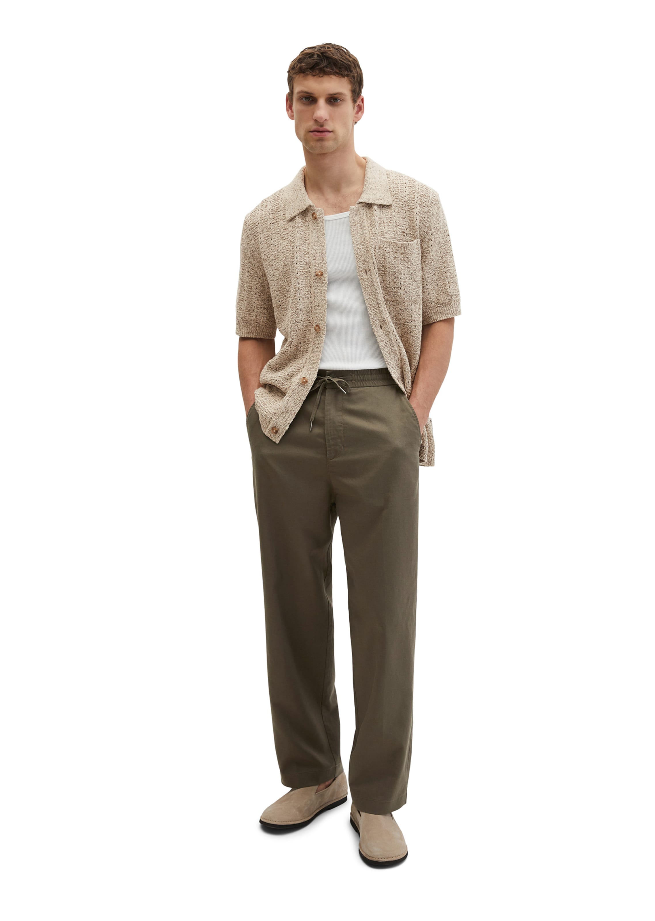 Marc O'Polo Loose fit Trousers 'Mossbo' in Brown