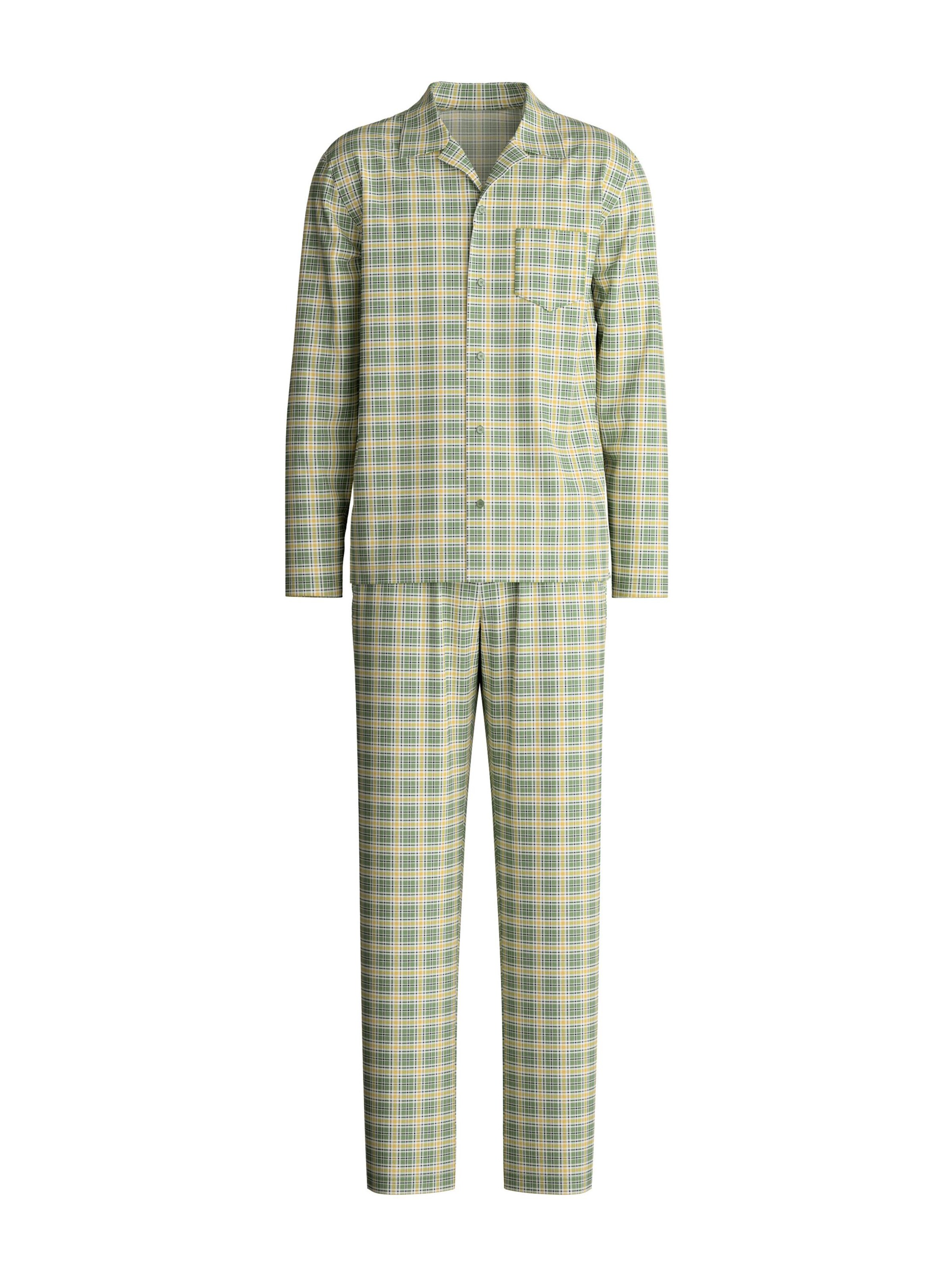 CALIDA Pyjama lang 'Relax Imprint'‌‌‌‌‌‌ in Grün: Vorderseite
