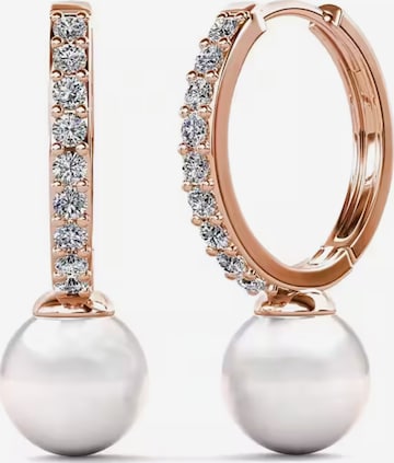 ROUGEMONT Jewellery Ohrringe 'Funkelnde Damen Creolen Muschelperle 925 sterling Silber' in Gold: Vorderseite