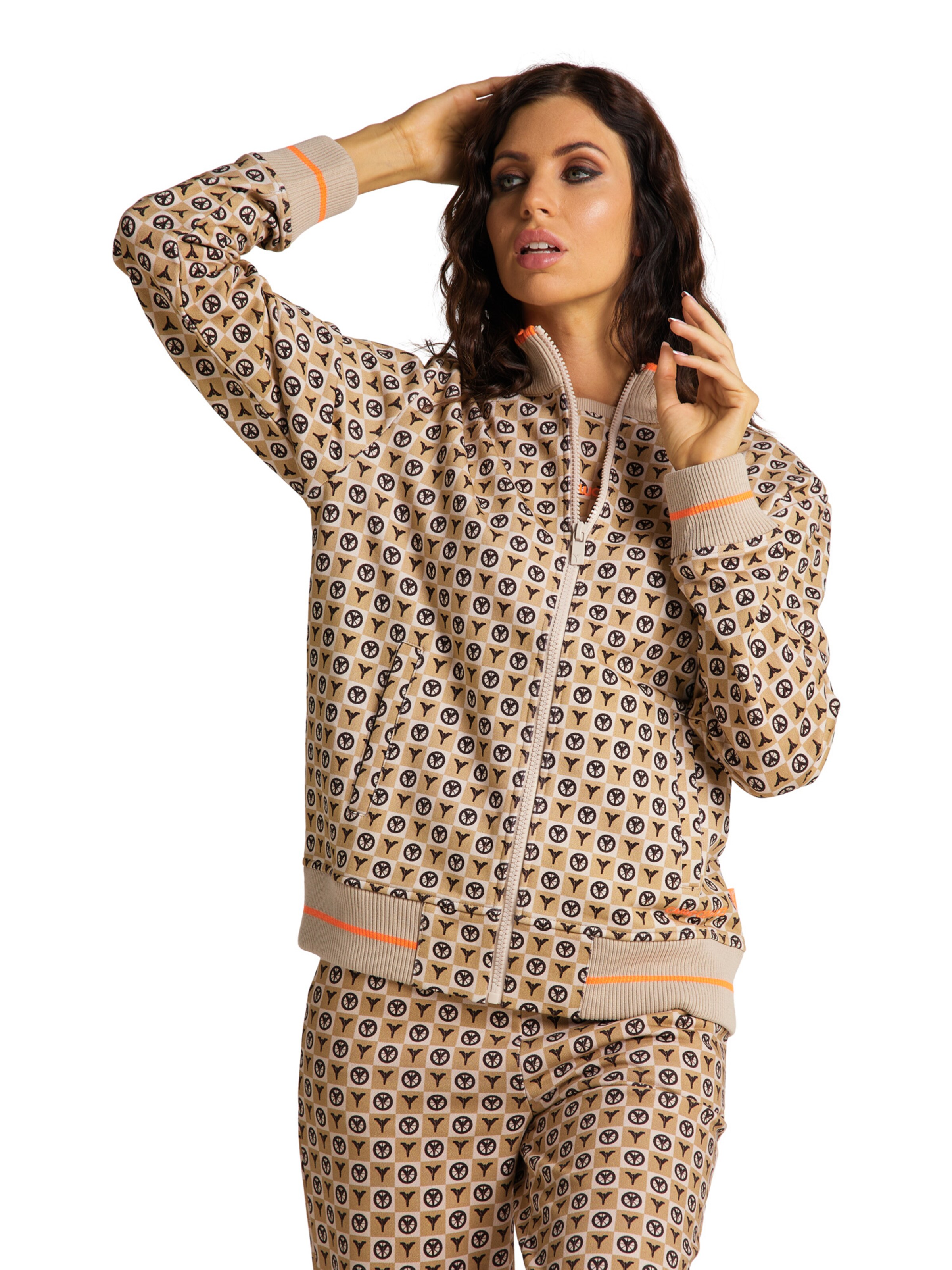 Carlo Colucci Sweatjacke in Beige: Vorderseite