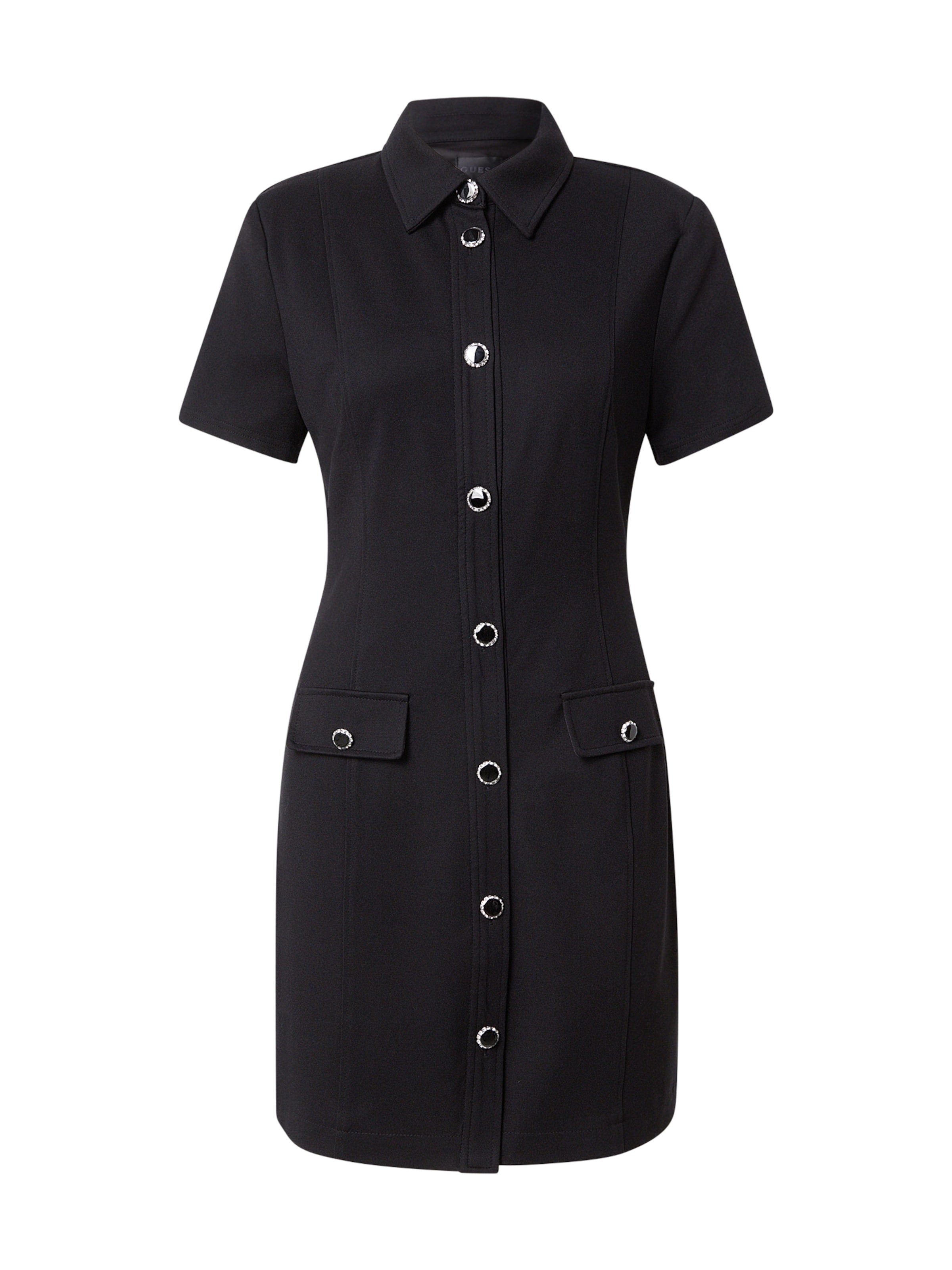 GUESS Рокля тип риза 'OLGA' в черно: отпред