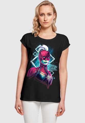 T-shirt 'Captain Marvel - Neon Warrior' ABSOLUTE CULT en noir : devant