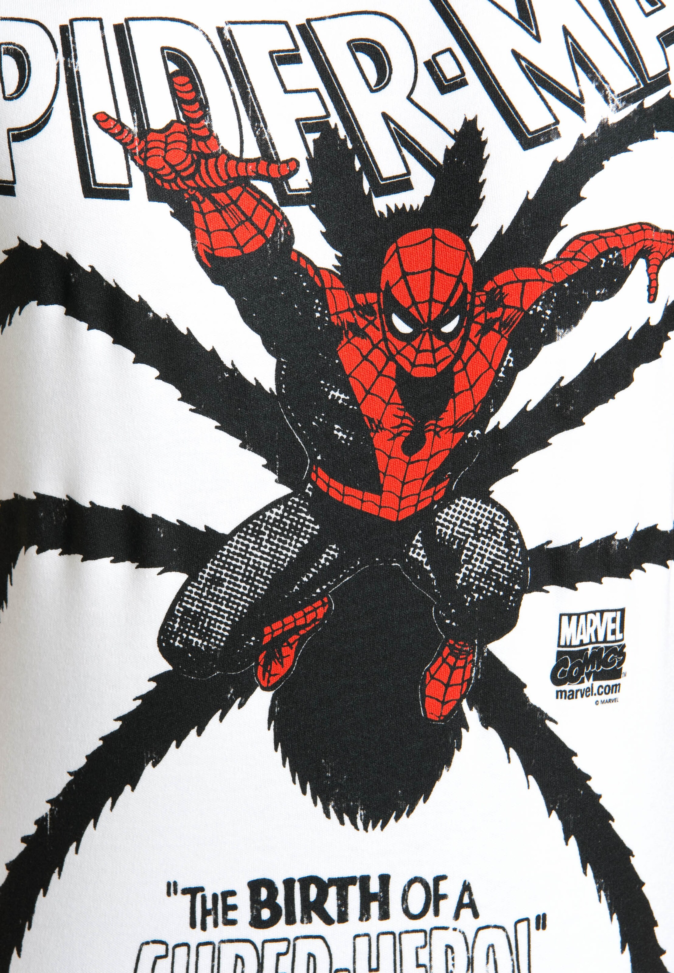 LOGOSHIRT Shirt 'Spider-Man Birth' in White