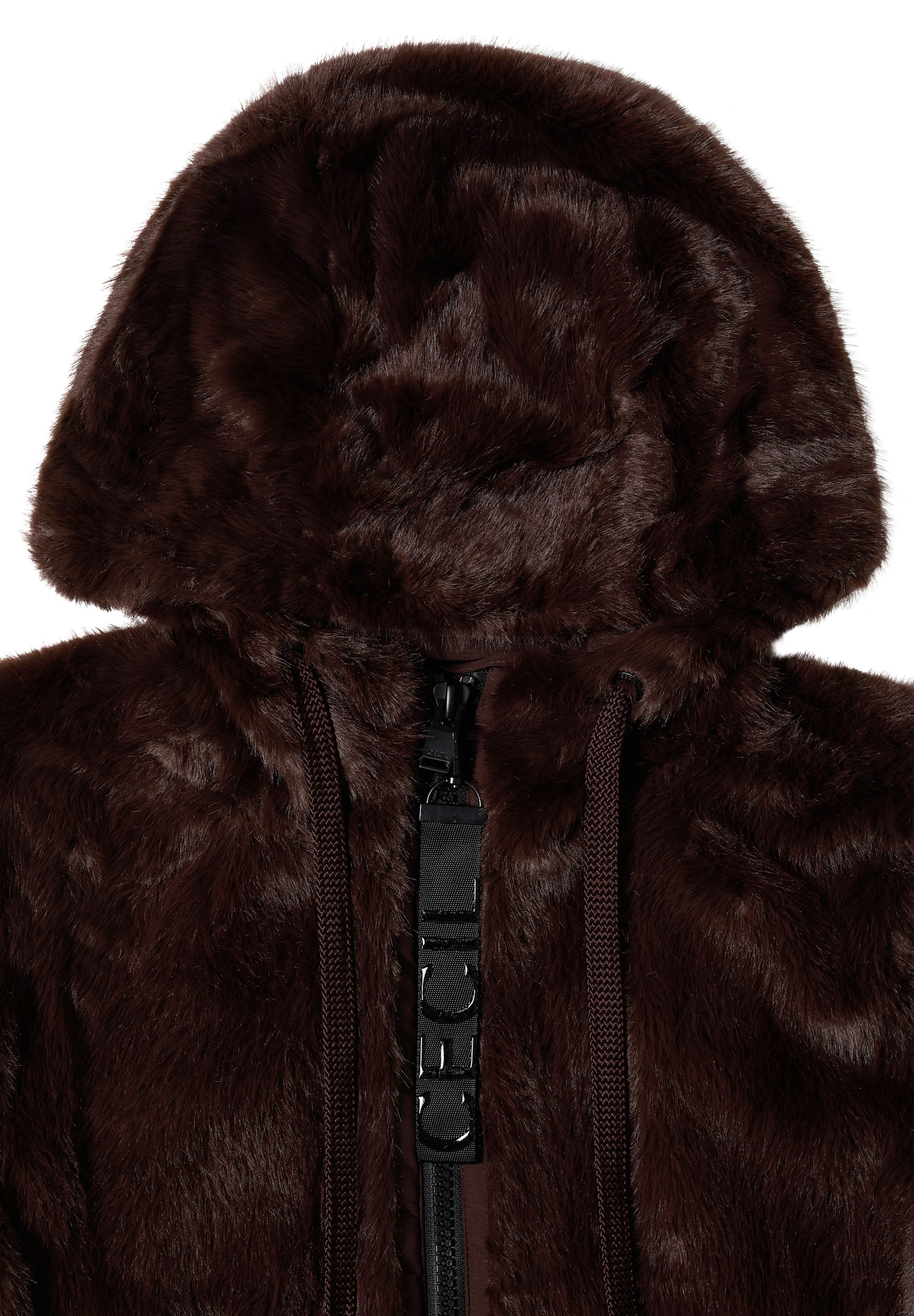 CECIL Fake Fur Jacke mit Softshelldetails in Braun