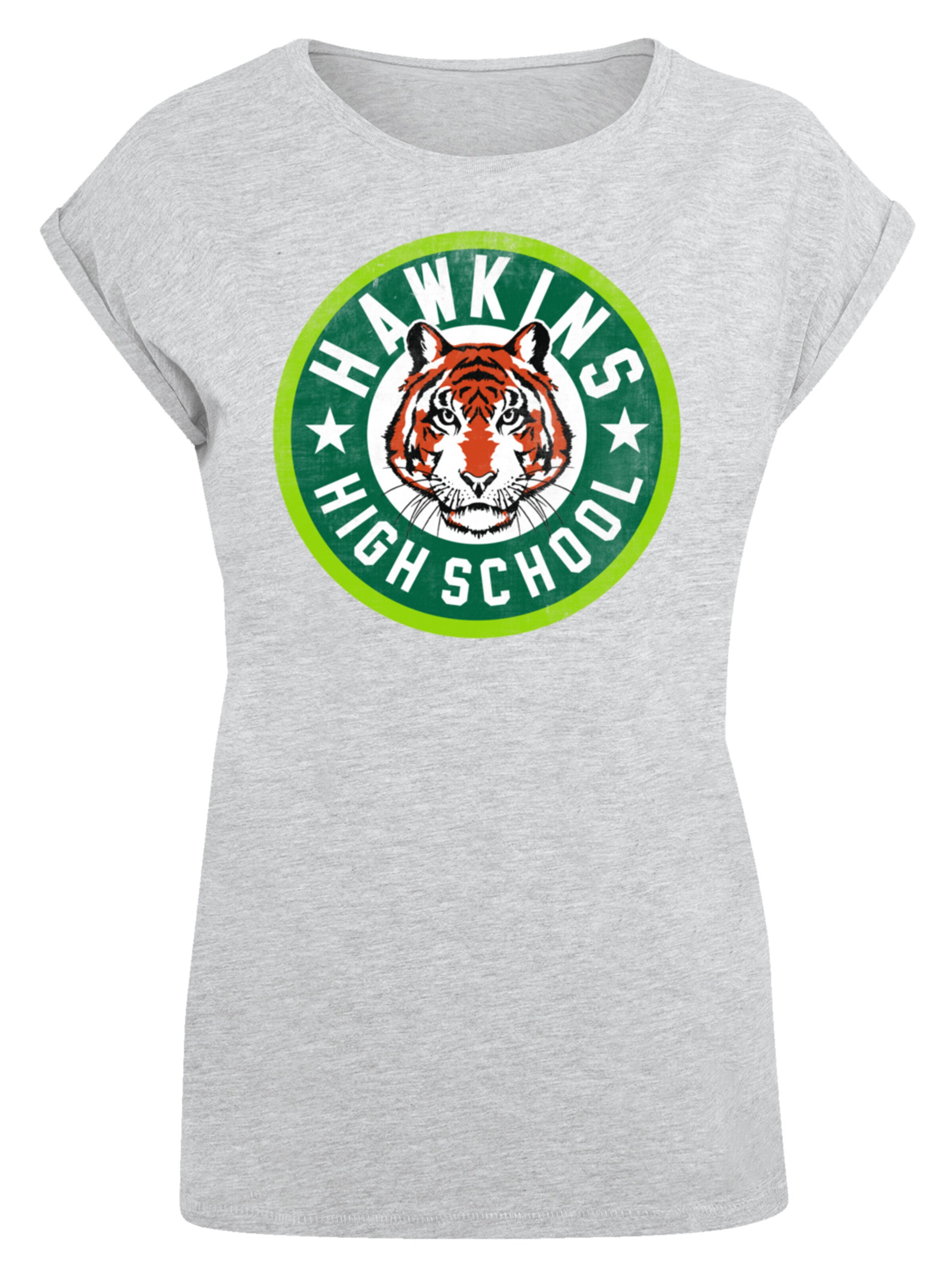 T-shirt 'Stranger Things Hawkins Tiger Circle Netflix TV Series' F4NT4STIC en gris : devant