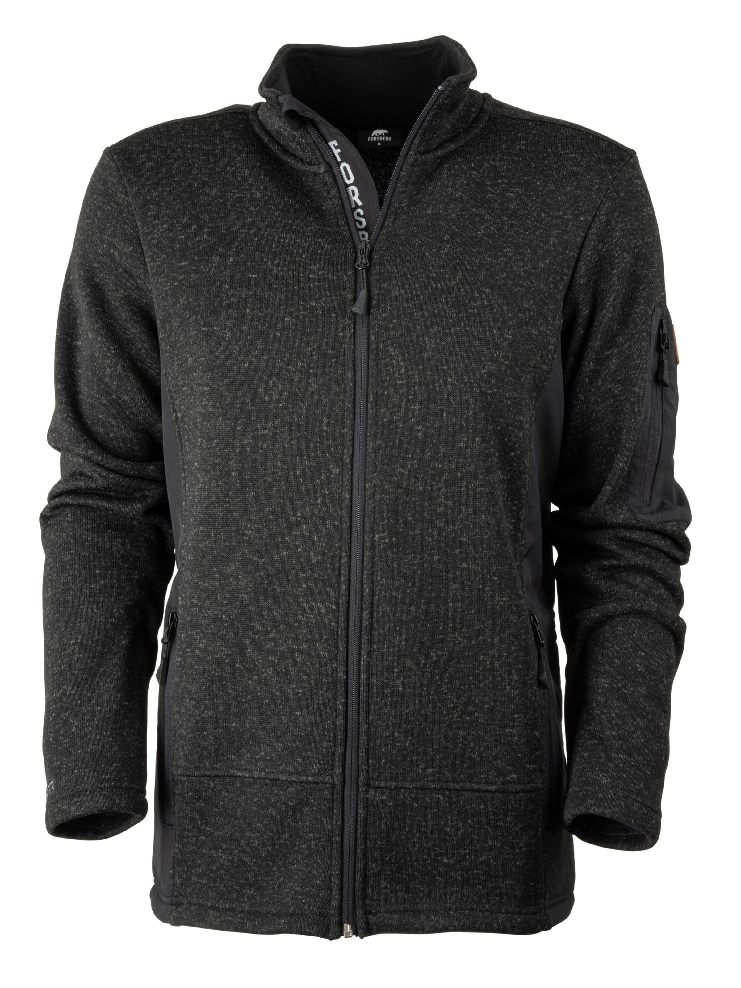FORSBERG Fleece Jacket 'Strickfleece Jacke' in Black: front