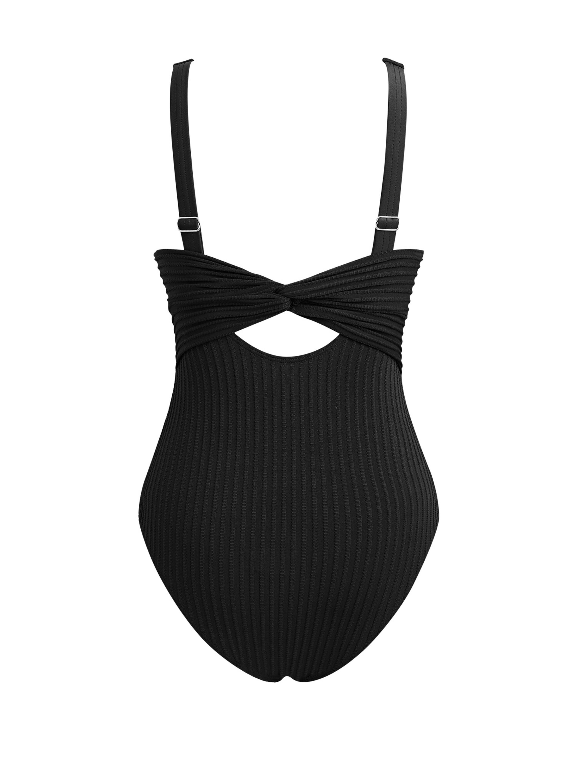 Cupshe Bralette Swimsuit 'Ruched waist' in Black