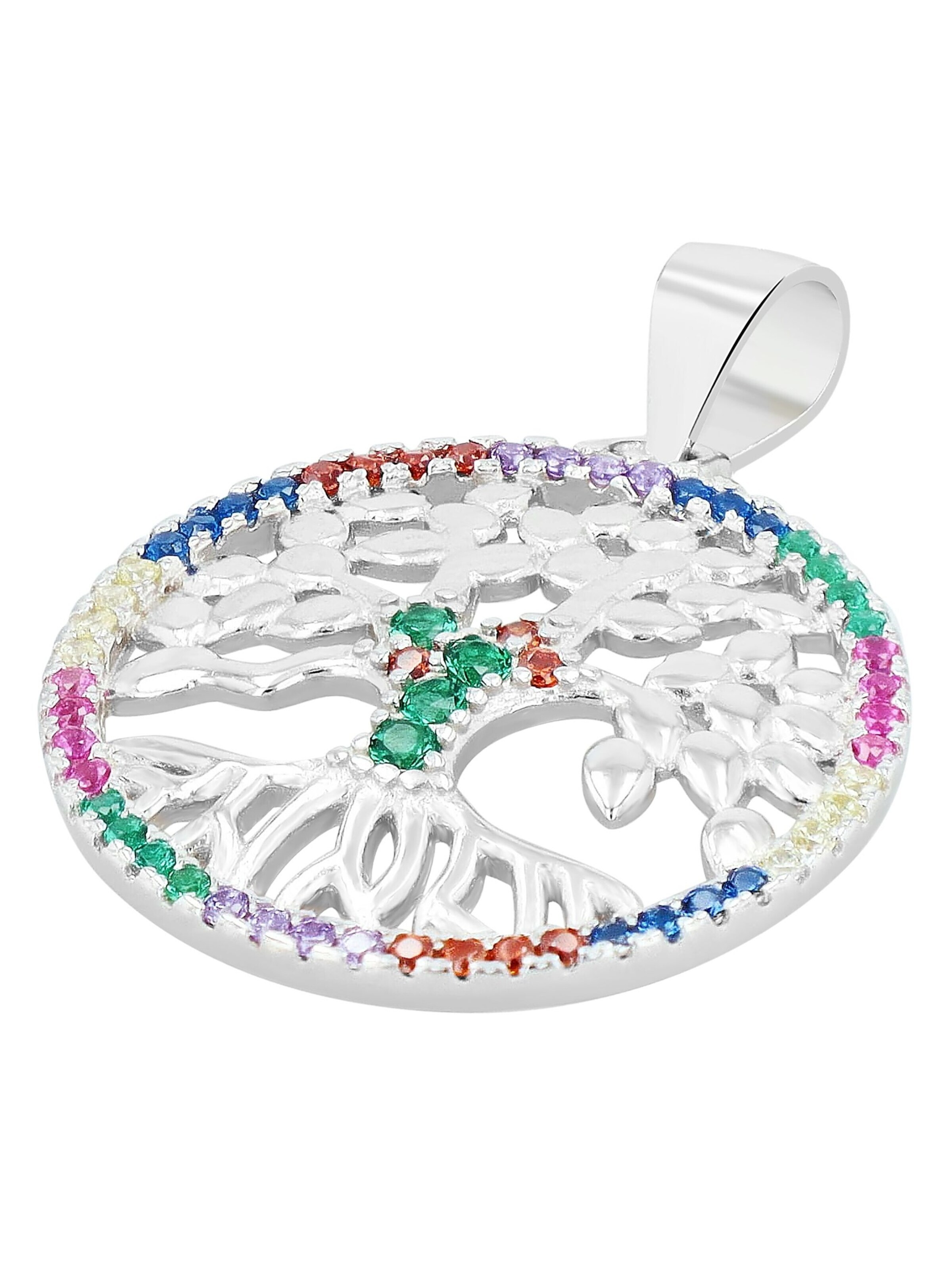 Akzent Pendant '"Yggdrasil" aus 925 Sterlingsilber, rhodiniert, langlebig' in Silver