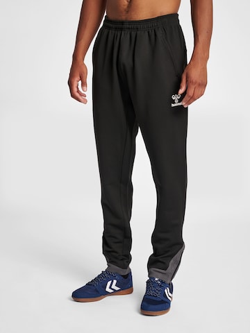 Coupe slim Pantalon de sport 'Lead Poly' Hummel en noir : devant