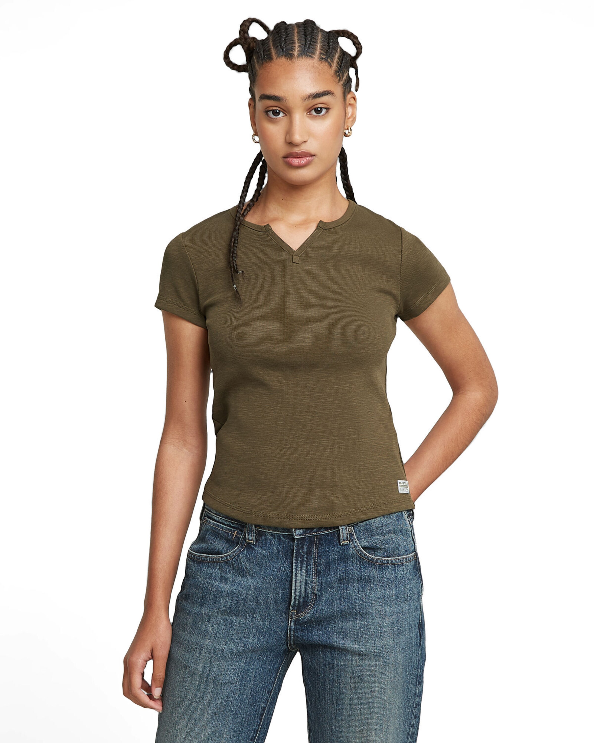 G-STAR Shirt 'Micro Placket' in Groen: voorkant