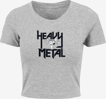 Merchcode Shirt 'Peanuts - Heavy Metal' in Grijs: voorkant